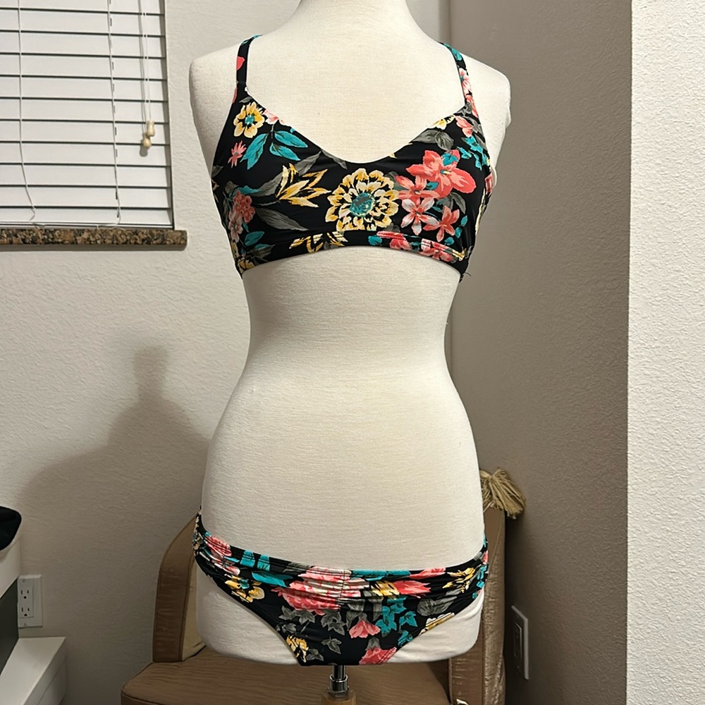 Black floral bikini